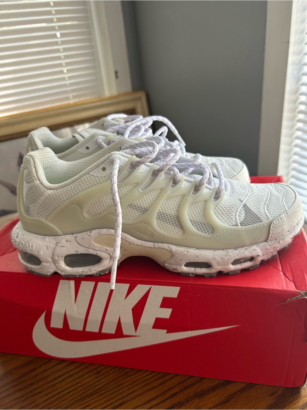 Nike Men's White/Cream Mesh Sneakers